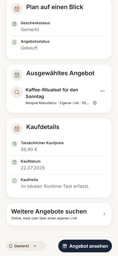 Festgehaltener Kauf für Maras Geschenk
