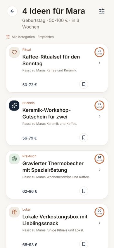 Passende Geschenkideen mit MatchScore